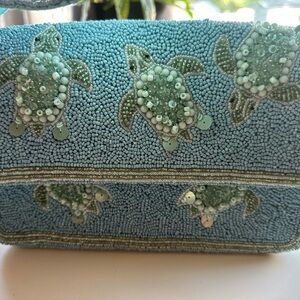 Viral Beaded Sea Turtle bag - Blue